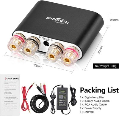Nobsound NS-10G PRO Hi-Fi DSP 100W (50W x 2) Digital Bluetooth 5.0 Amplifier 2.0 Channel Stereo Powe