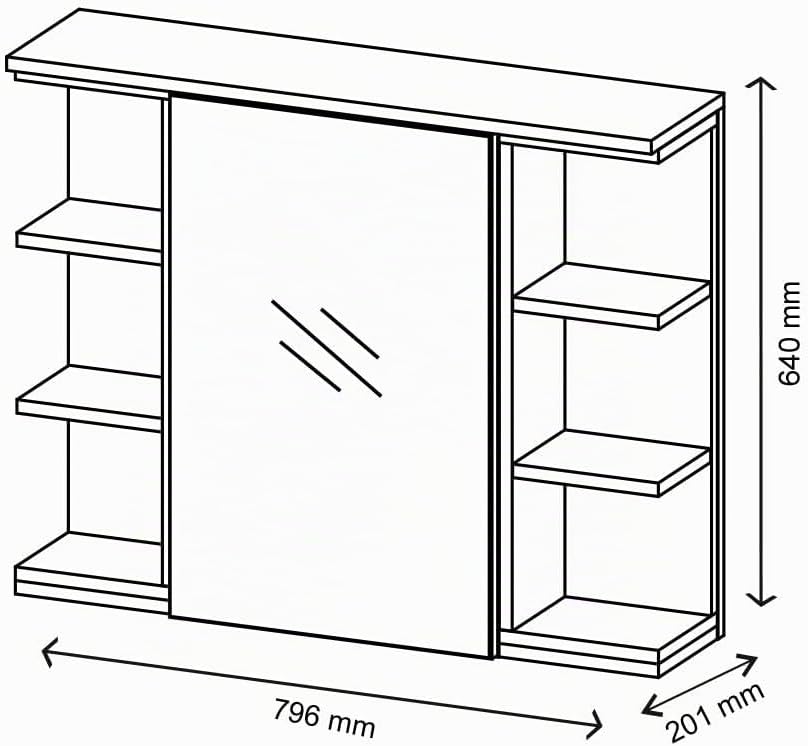 Vicco Bad Spiegelschrank Aquis, Anthrazit/Sonoma, 79 x 64 cm Anthrazit Spiegelschrank, Anthrazit Spi
