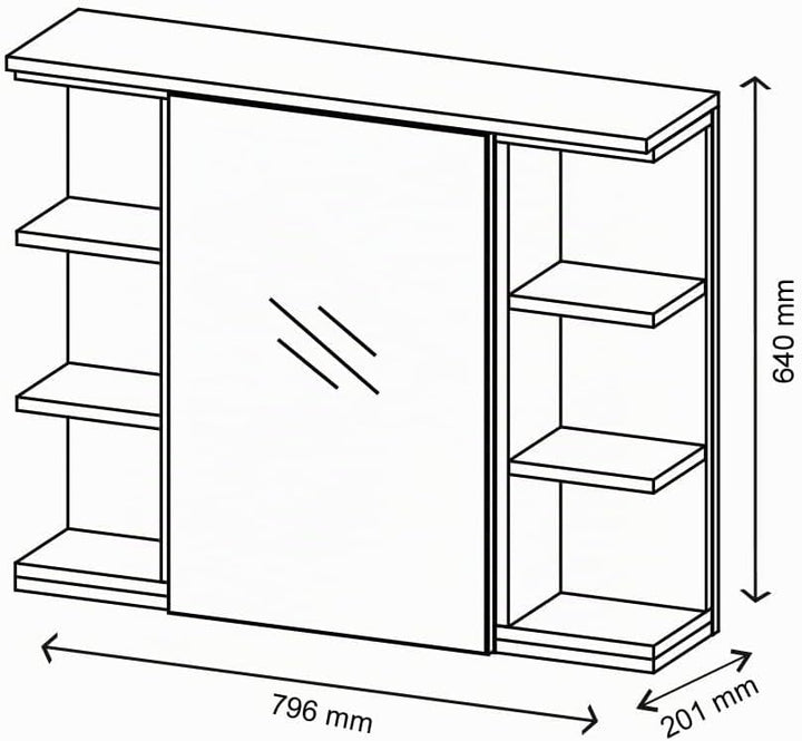 Vicco Bad Spiegelschrank Aquis, Anthrazit/Sonoma, 79 x 64 cm Anthrazit Spiegelschrank, Anthrazit Spi
