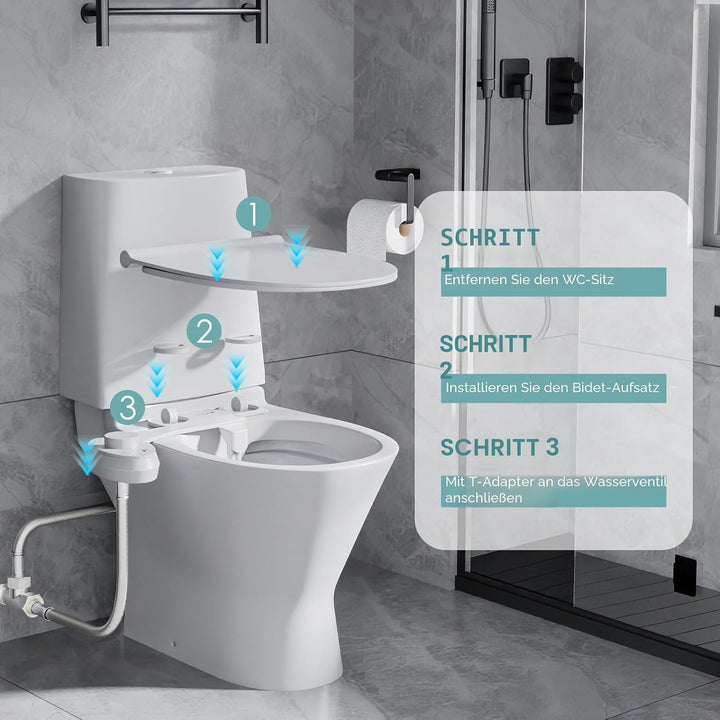 Bidet Aufsatz für Toilette, Nicht Elektrisches Kaltwasser-Bidet mit Einziehbaren Doppel Selbstreinig