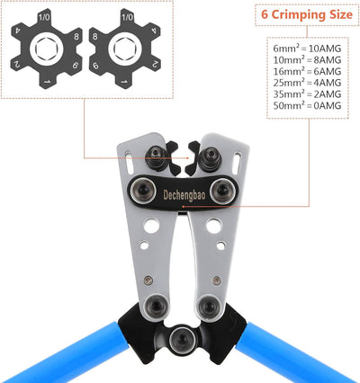 HX-50B Batteriekabelschuh Crimpzangen Handelektrikerzange zum Crimpen von Drahtkabeln von 6-50mm² (A