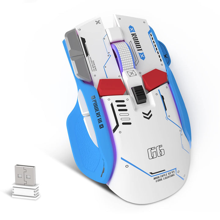 G6 Tri-Mode-Maus, kabelgebundene 2,4-G-Bluetooth-Maus Typ C mit 11 RGB-Hintergrundbeleuchtung, mecha