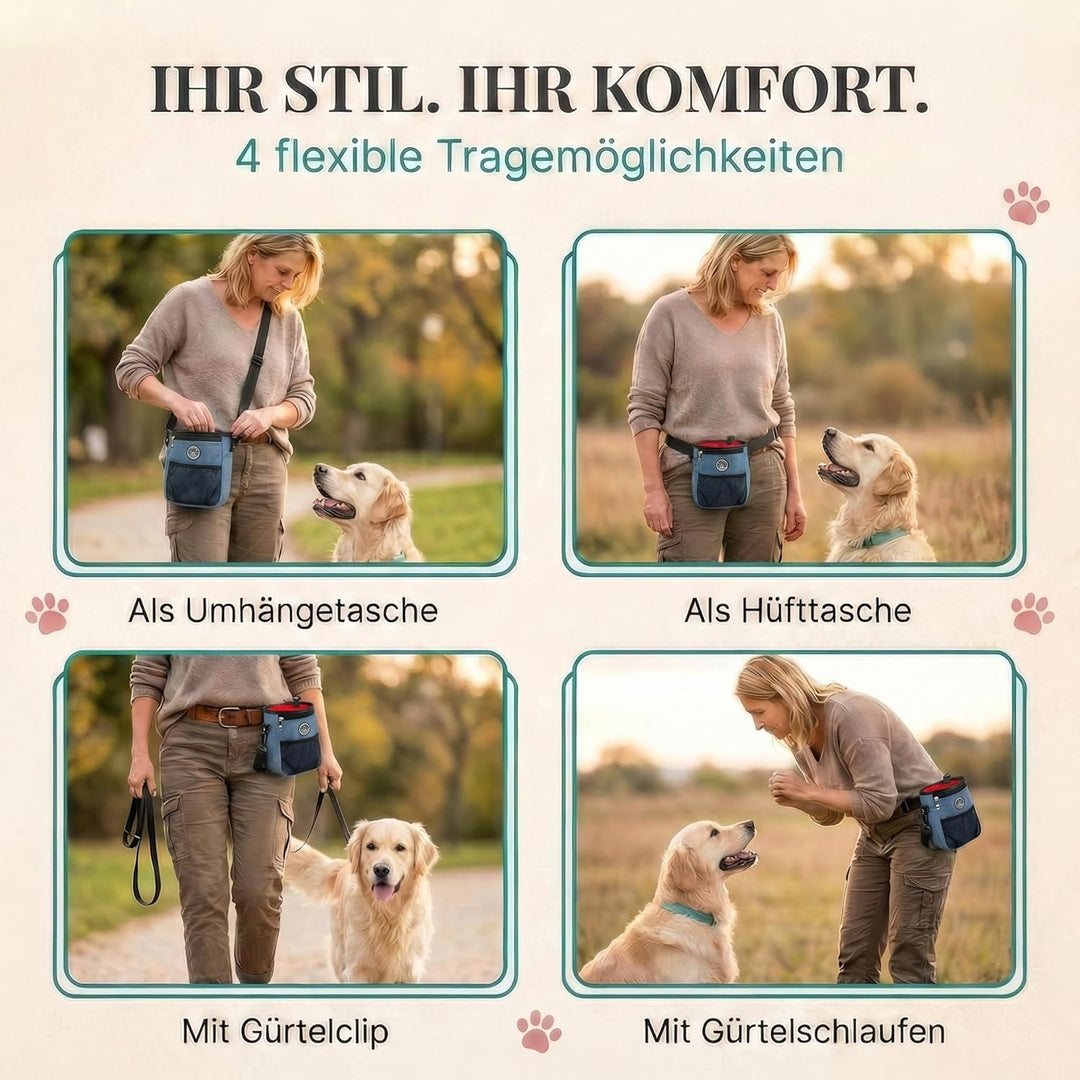 HUND IST KÖNIG® Premium Leckerlibeutel für Hunde - der Alleskönner - Robuster Futterbeutel Hunde mit