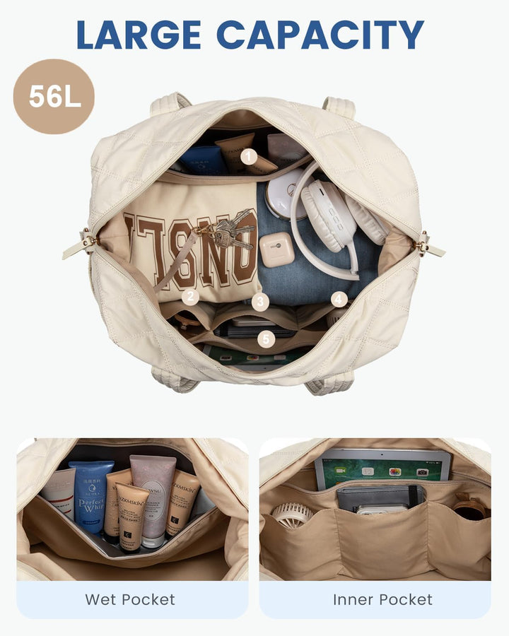 LOVEVOOK Reisetasche, leichte Wochenendtasche für Damen, mit Schuhfach, Puffer Turnbeutel, persönlic