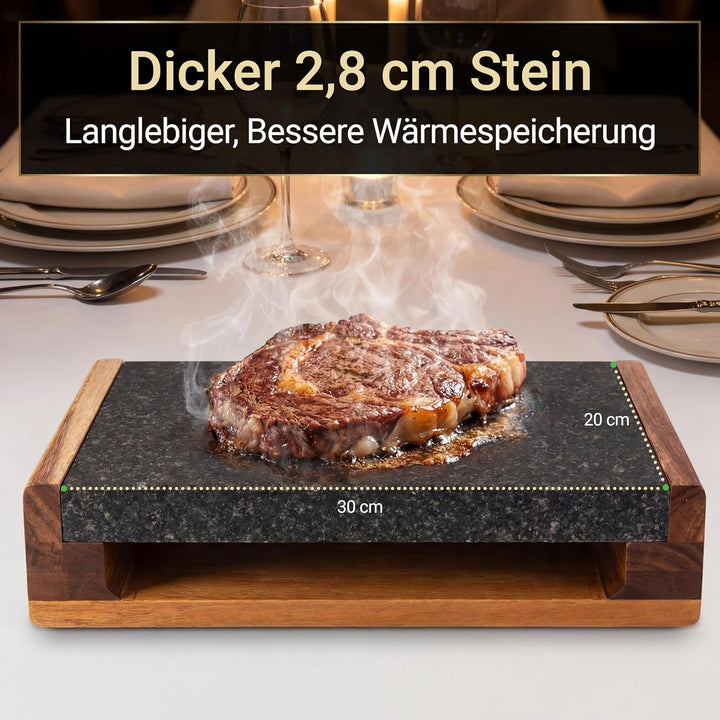 Nutrichef Heisser Stein, Lavastein, Steingrill- für Steak, BBQ & Fleischgrillen, Steak Platte- mit E