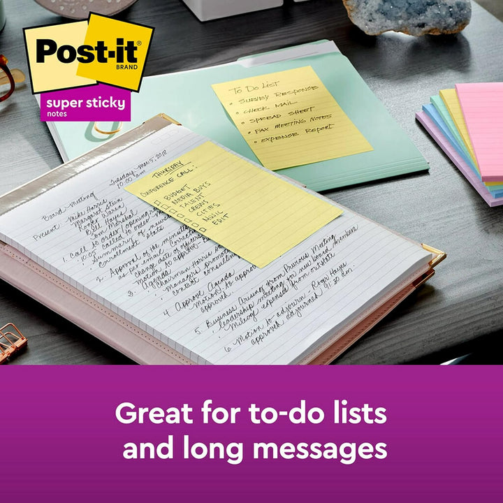 Post-it Super Haftnotizen, 10,2 x 15,2 cm, 3 Blöcke, 2 x die Klebekraft, Kanariengelb, recycelbar (6