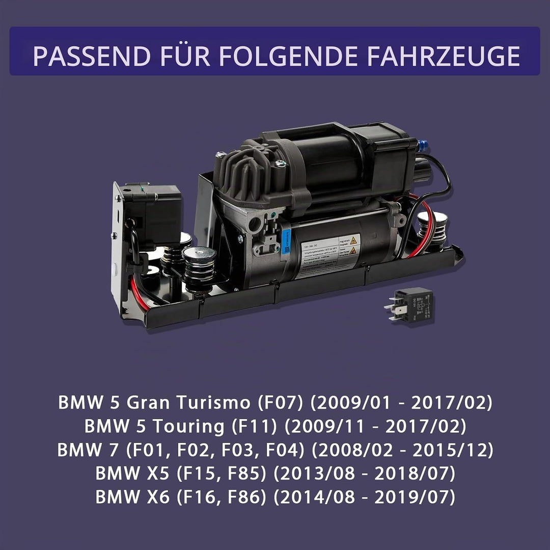 Luftfederungs Kompressorpumpe mit Halterung Ventilblock &amp; Relais, kompatibel mit 5er Gran Turismo F0