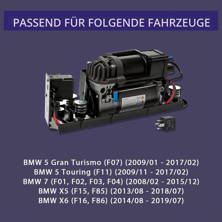 Luftfederungs Kompressorpumpe mit Halterung Ventilblock &amp; Relais, kompatibel mit 5er Gran Turismo F0