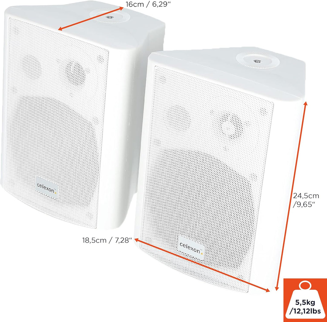 celexon Aktivlautsprecher-Set weiss - 2X 30W - leistungsstarke Audio-Boxen - inkl. Wandhalterung - L