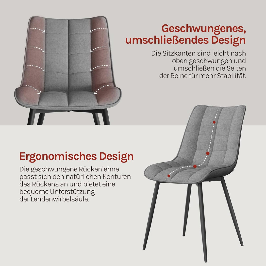WOLTU Esszimmerstühle 2er Set, für Wohnzimmer Küche Esszimmer, Küchenstühle gepolstert mit Rückenleh