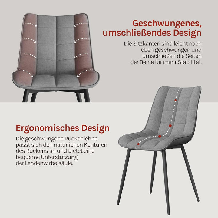WOLTU Esszimmerstühle 2er Set, für Wohnzimmer Küche Esszimmer, Küchenstühle gepolstert mit Rückenleh