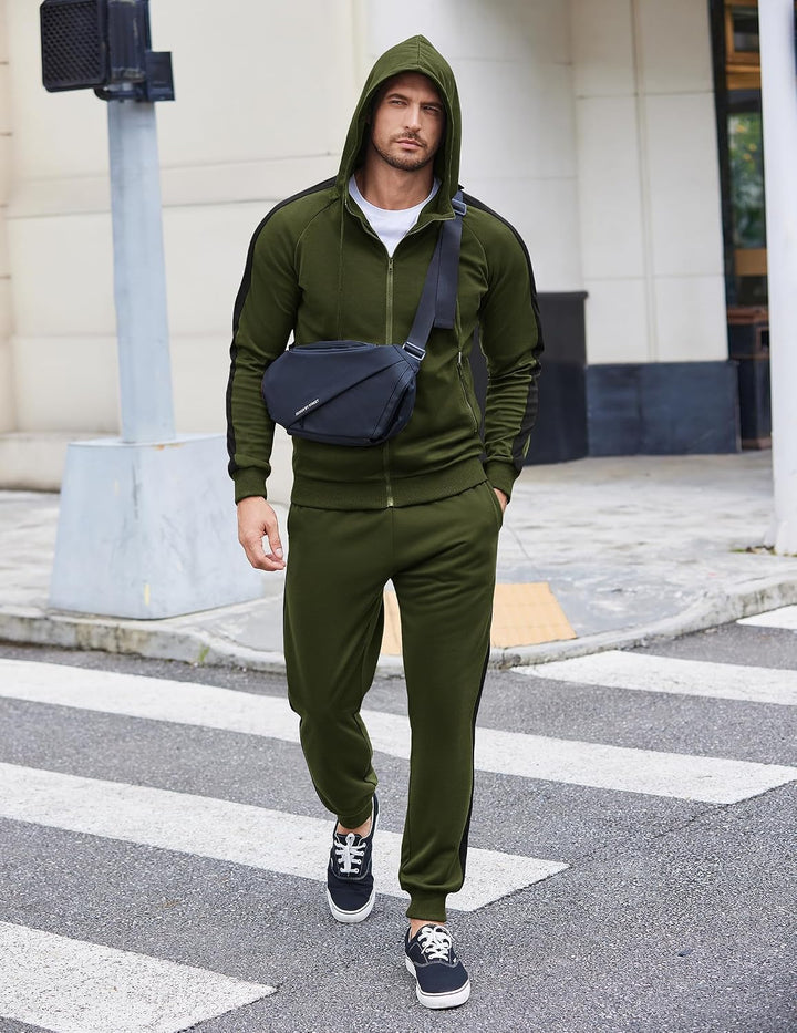 COOFANDY Trainingsanzug Herren Jogginganzug Tracksuit Sportanzug Jogginghose mit Hoodie Kapuze Set X