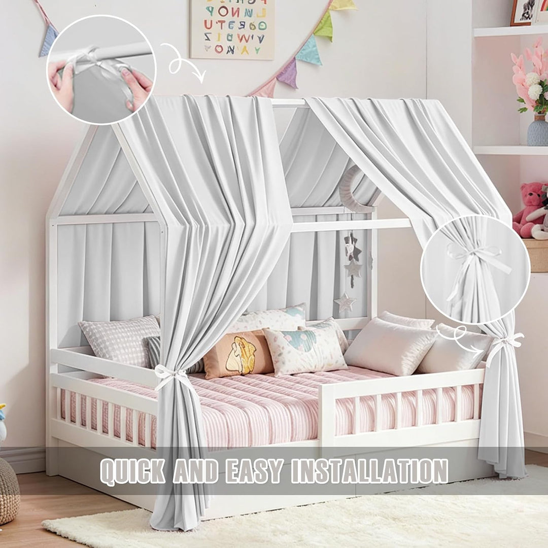 Hausbett Himmel, 2PCS Betthimmel Hausbett, Musselin himmelbett vorhänge, Hausbett Vorhang für Hausbe