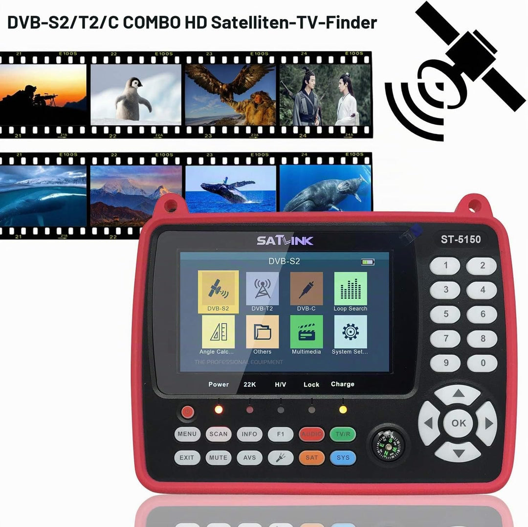 VISLONE Satfinder Messgerät ST-5150 DVB-S2 / T2 / C COMBO HD Satelliten-TV-Signalfinder Digitaler Ha