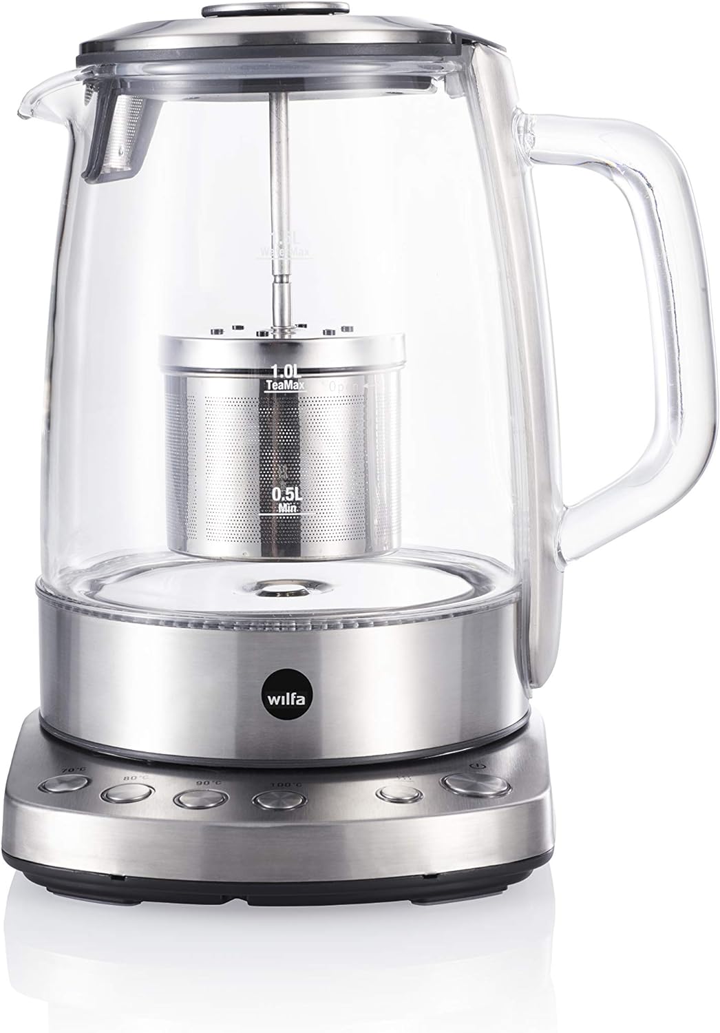 Wilfa CHA Teekocher - 2200 Watt, 1,25 Liter Fassungsvermögen, Brühdeckel mit Sieb, 4 Temperatureinst