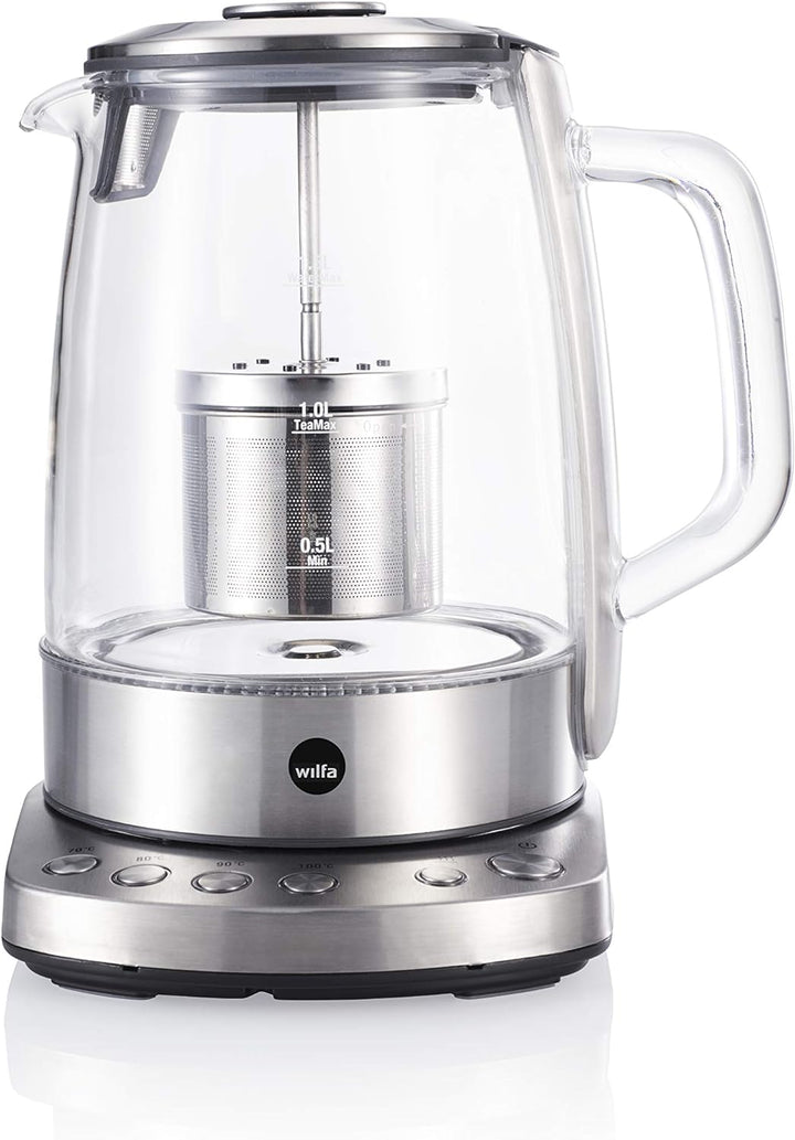 Wilfa CHA Teekocher - 2200 Watt, 1,25 Liter Fassungsvermögen, Brühdeckel mit Sieb, 4 Temperatureinst