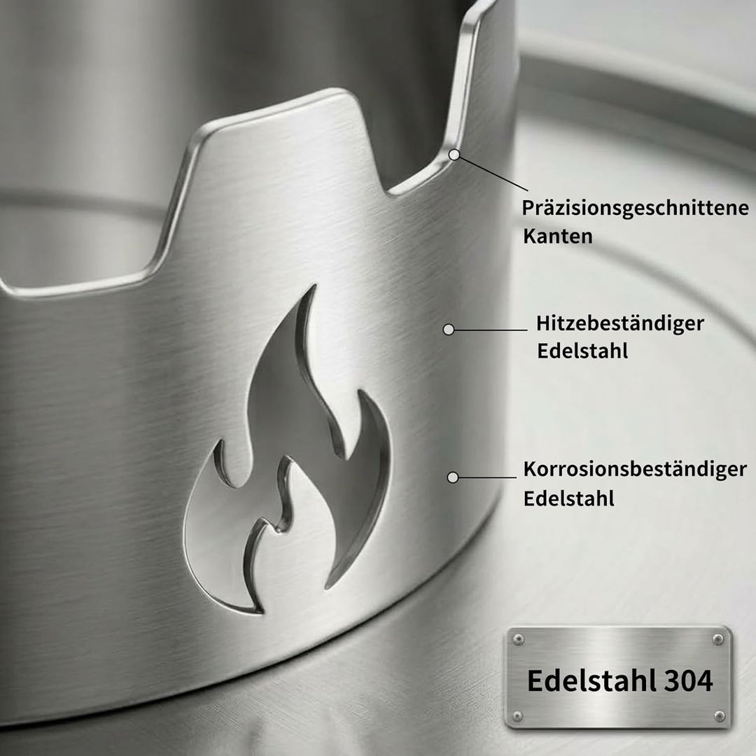 Wokaufsatz für Feuerplatten, Edelstahl, Grillplatte Plancha, kreisrunde Öffnung Ø 20 cm (Wokaufsatz