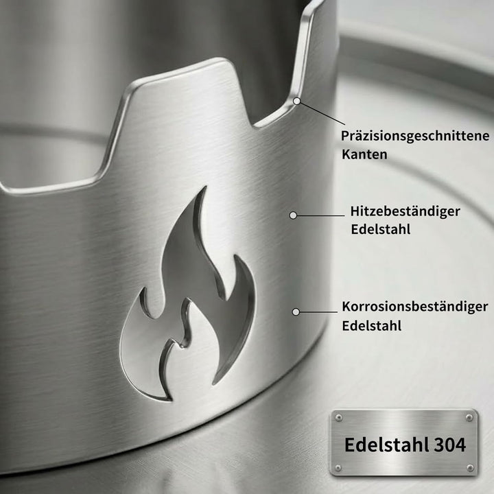 Wokaufsatz für Feuerplatten, Edelstahl, Grillplatte Plancha, kreisrunde Öffnung Ø 20 cm (Wokaufsatz