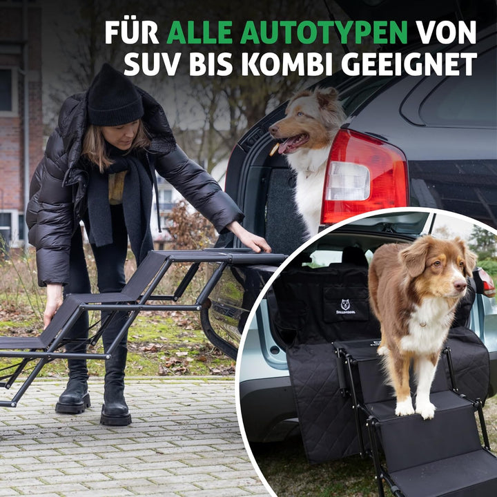 Hundetreppe Auto [mit einzigartiger Sicherheitsstufe] Hunderampe Auto klappbar - Einstiegshilfe Hund