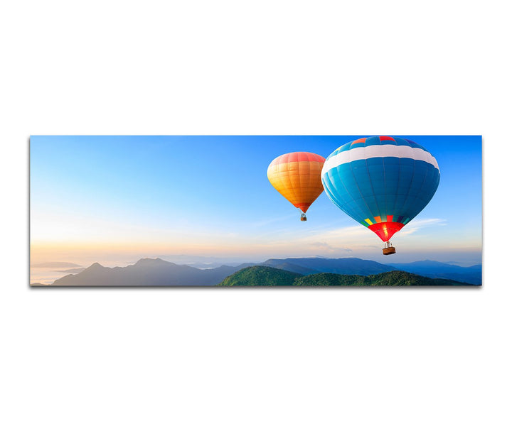 Paul Sinus Art Panoramabild auf Leinwand und Keilrahmen 150x50cm Heissluftballons Berge Landschaft
