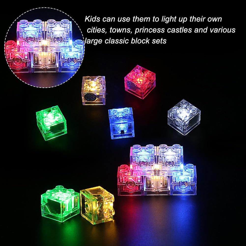 Joycabin 15 Stück Leuchtende Bausteine, 2x2 LED Leuchtsteine, Transparent Bausteine Lampe, Bausteint