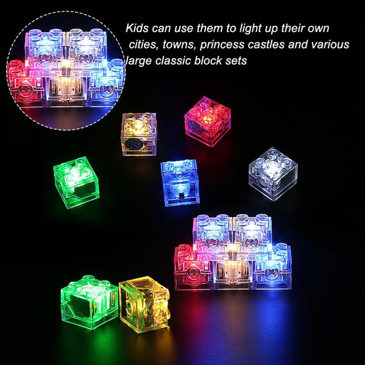 Joycabin 15 Stück Leuchtende Bausteine, 2x2 LED Leuchtsteine, Transparent Bausteine Lampe, Bausteint