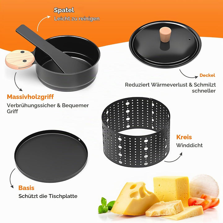 ipow 4er Set Mini Raclette Grill, Racletteofen Set antihaftbeschicht Kerzenraclette für Teelichter,