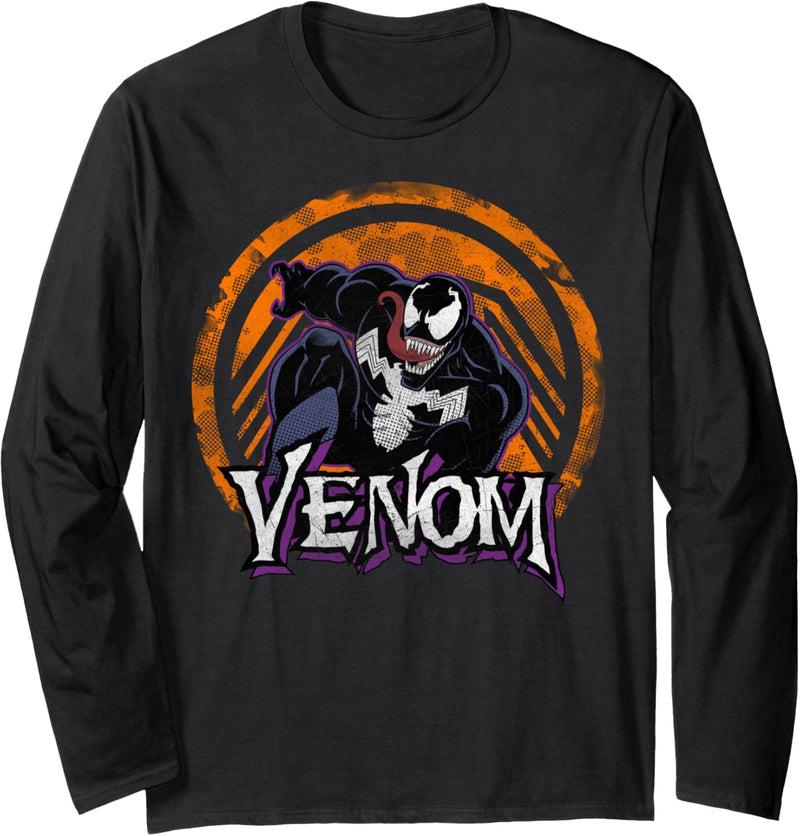 Marvel Venom Leap Logo Orange Tonal Logo Drop Langarmshirt