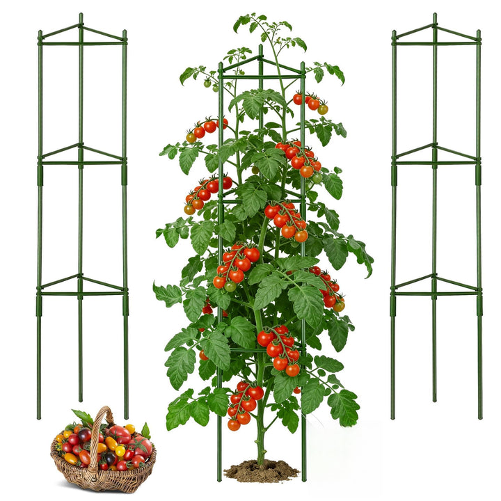 Tomaten Rankhilfe 2er-Set: 130 cm Metall Rankgitter Tomaten – Einstellbare DIY Pflanzenstütze für To