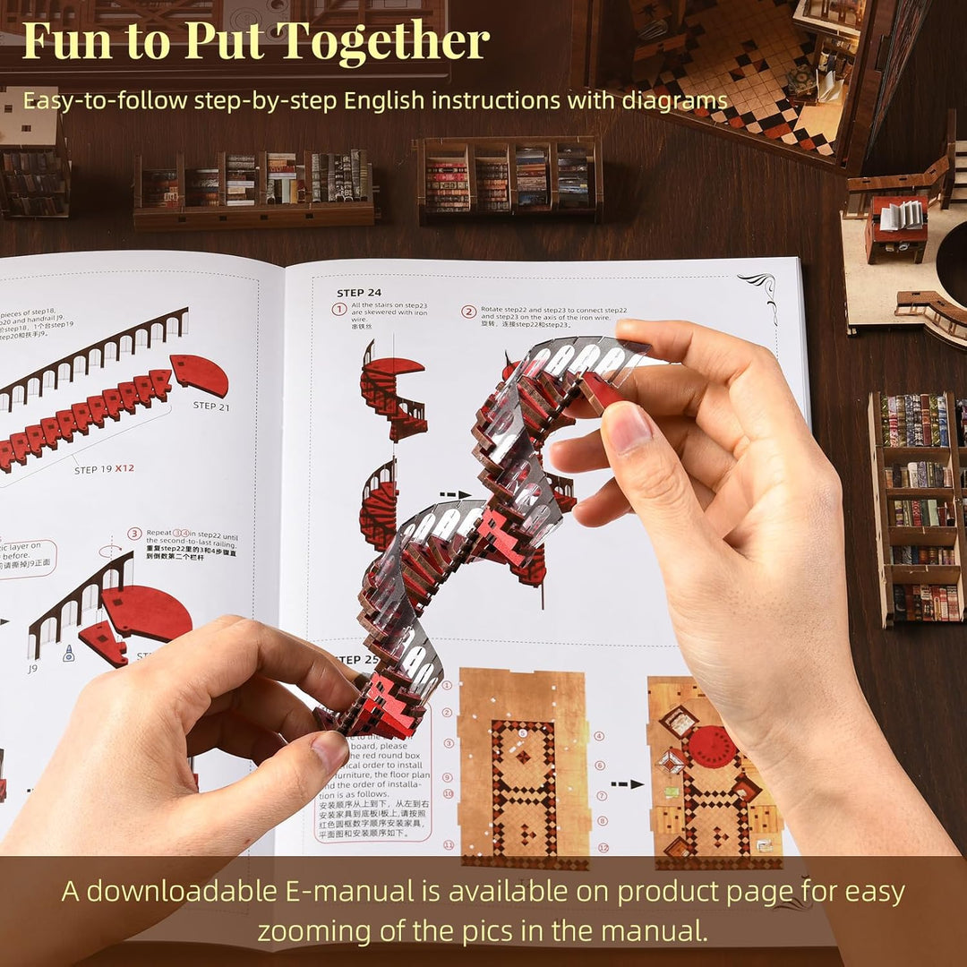 Book Nook Kit, DIY Puppenhaus Buch Ecke Miniatur Kit für Erwachsene Teens, 3D Holzpuzzle Bücherecke