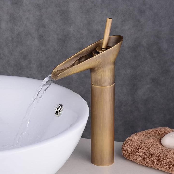 Hiendure® Einhebel- Mischbatterie Wasserhahn Armatur Waschtischarmatur Wasserfall Einhandmischer für