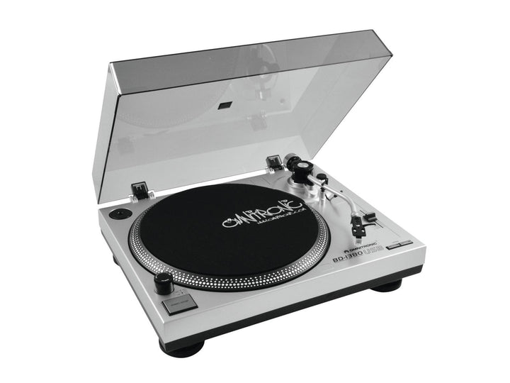 Omnitronic BD-1380 USB-Plattenspieler Silber | Riemengetriebener DJ-Plattenspieler mit USB-Schnittst