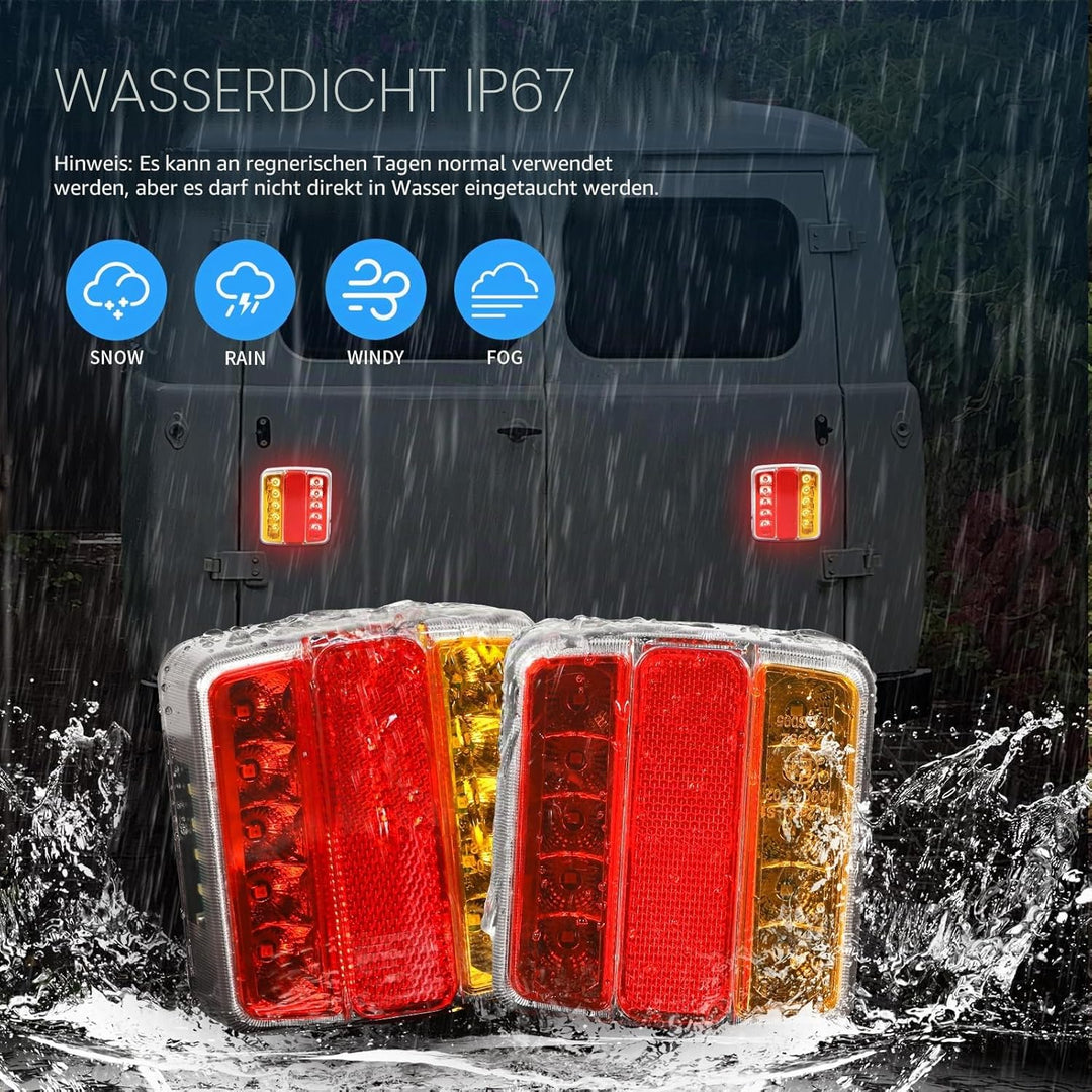 Qiping 2 Stk LED Rückleuchten Anhänger, 12V Universal LKW Rücklicht Rücklichter Heckleuchte mit Kenn