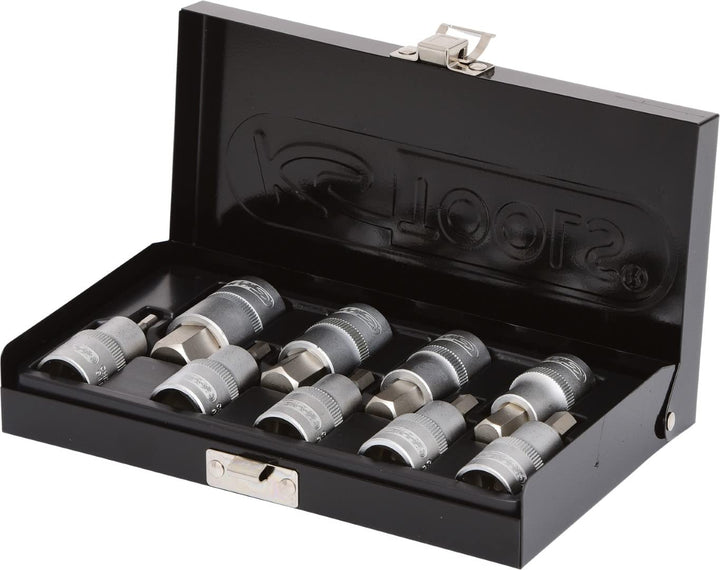 KS Tools 911.1321 1/2" Bit-Stecknuss-Satz Innensechskant, kurz, 9-tlg.