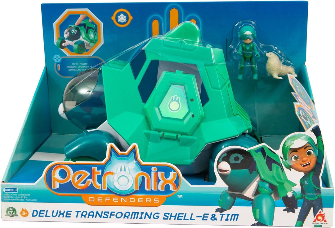 Giochi Preziosi Petronix Defender Shell-E Puppy mit Funktion 20 cm und 7 cm Figur, 20 cm grosse Acti