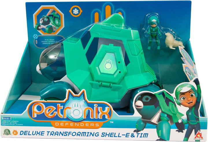 Giochi Preziosi Petronix Defender Shell-E Puppy mit Funktion 20 cm und 7 cm Figur, 20 cm grosse Acti
