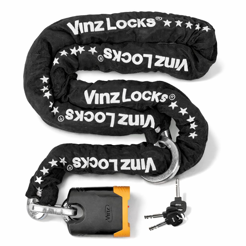 VINZ Batura Motorradschloss 200cm | Massives Kettenschloss 13,8mm Dicke Kette aus Gehärtetem Stahl |