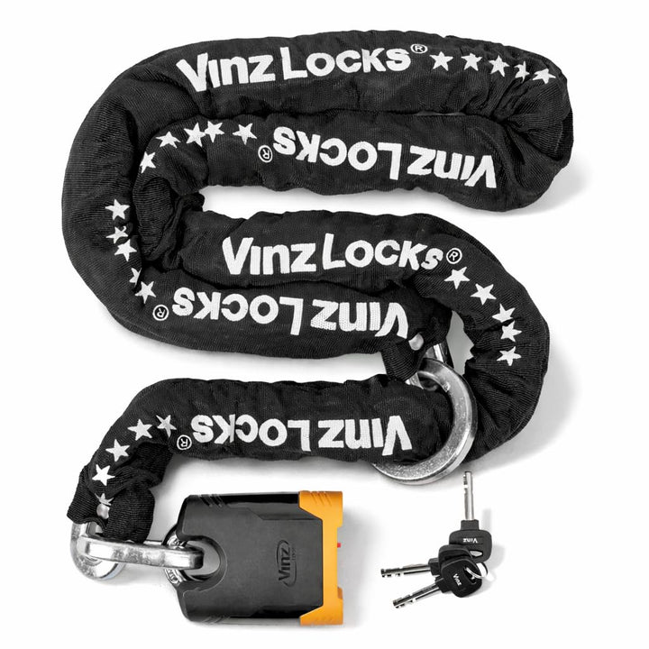 VINZ Batura Motorradschloss 200cm | Massives Kettenschloss 13,8mm Dicke Kette aus Gehärtetem Stahl |