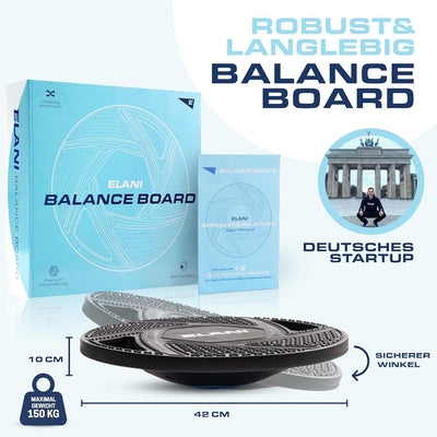 ELANI Rutschfestes Premium Balance-Board, Robustes Wackelbrett für Physiotherapie zur Stärkung der B