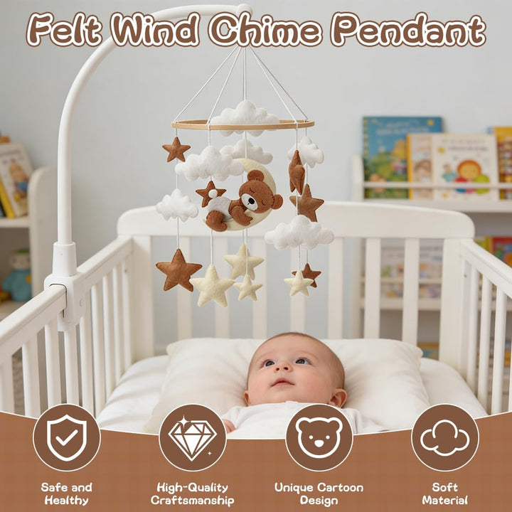 Baby Mobile, Bär Mobile Babybett Filz, Mobile Kinderbett Bettglocke Windspiele, Weisse Wolken und St