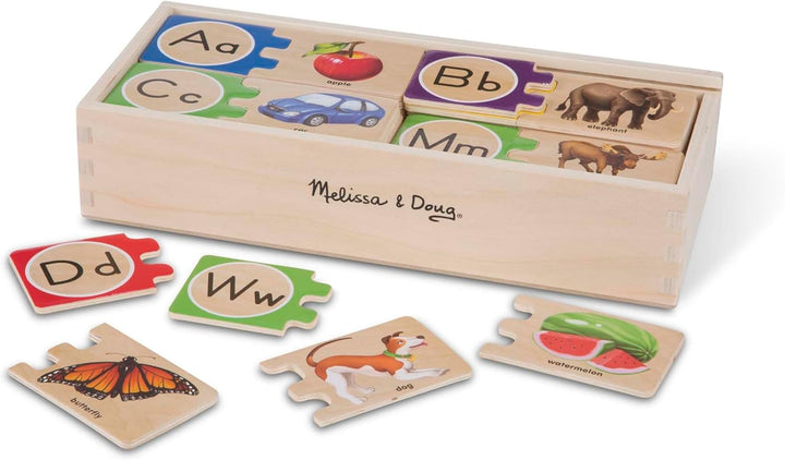 Melissa & Doug Puzzlekarten aus Holz - englisches Alphabet Buchstaben-Puzzles, Buchstaben-Puzzles