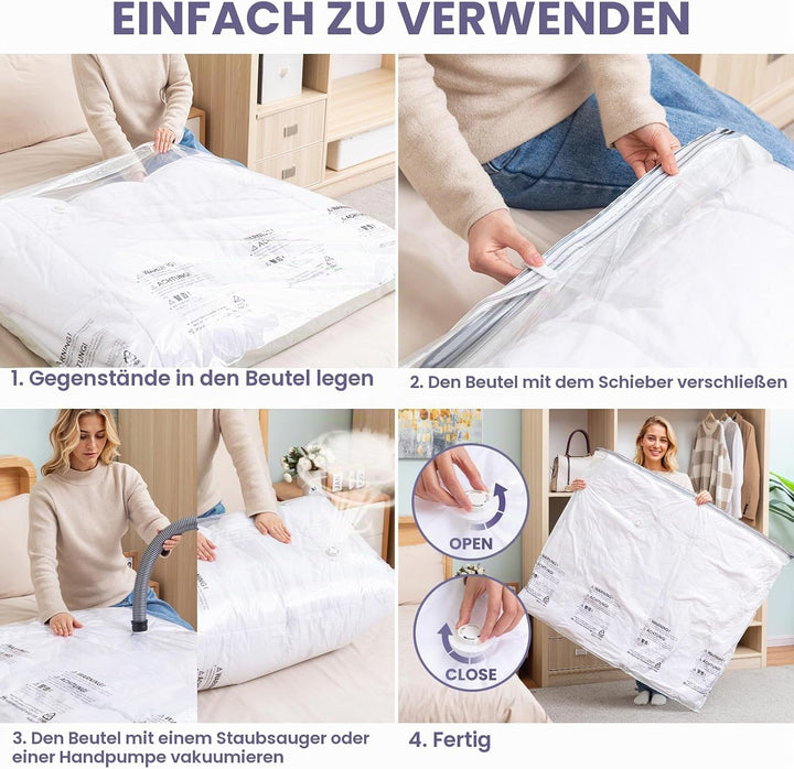 TAILI Vakuumbeutel für Bettdecken 6 Stück Super Gross 120 X 100 CM Vakuumierbeutel für Kleidung, Dec