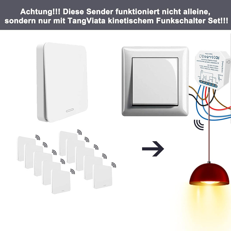 TangVita Funkschalter SET KS5 (vorhandener Schalter bleibt erhalten) Drahtlos Kinetischer Batterielo