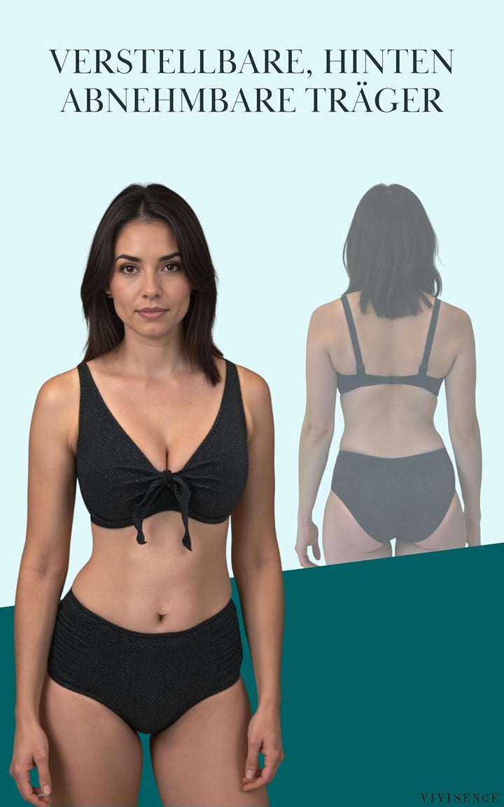 VIVISENCE Bikini BH Dame Bademode Bikinioberteil Musterlos Setteil EU 3202 75H Dunkelblau, 75H Dunke