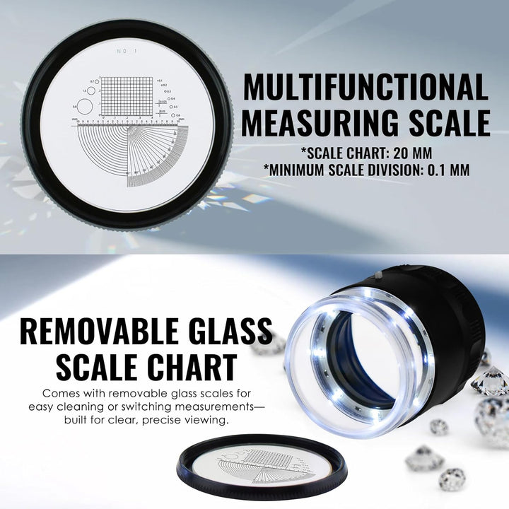 Pocket Handheld klein Grösse 10x mit 25mm 2,5cm (0,99 Zoll) mit LED-Licht, fokussierte Augenlupe Sch