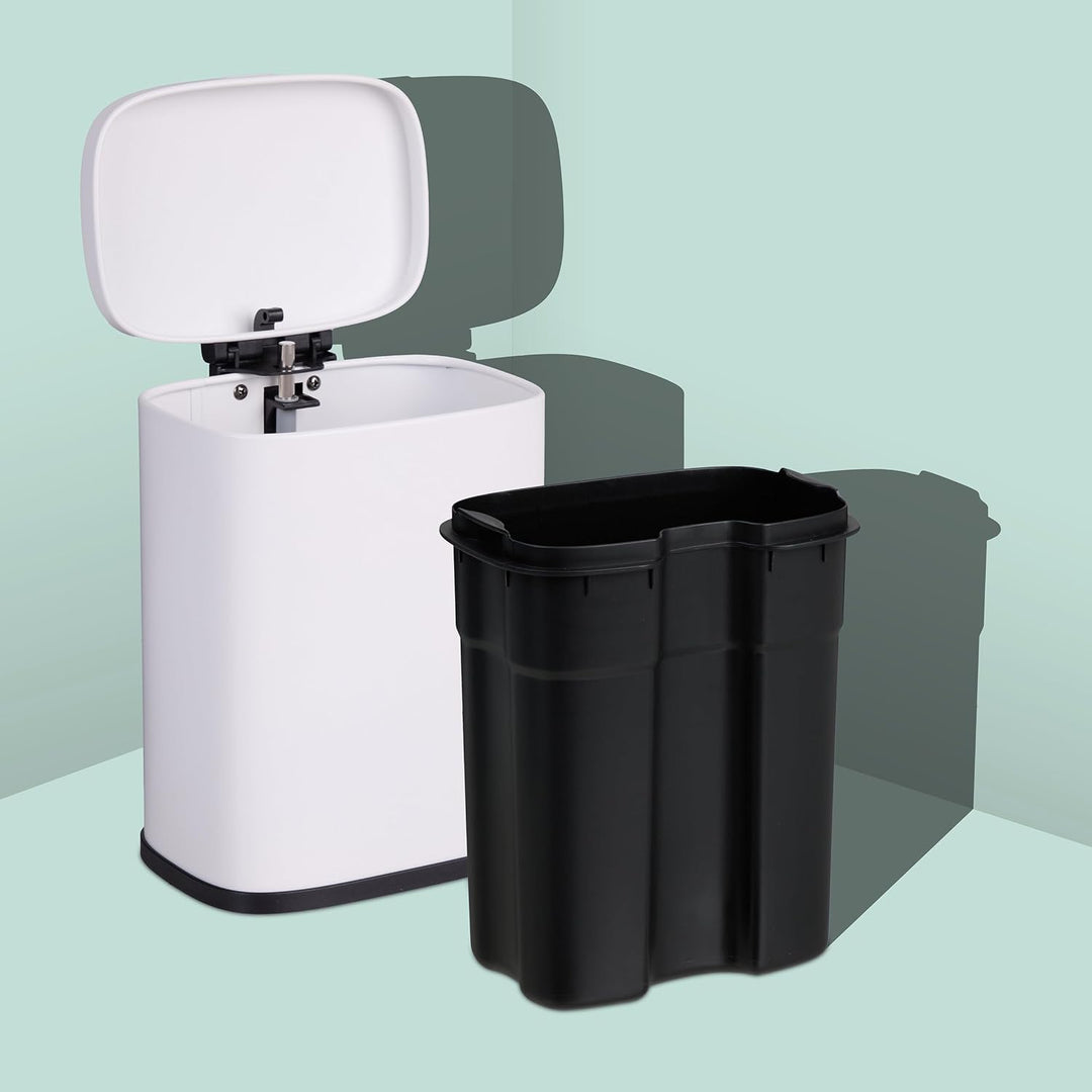 Relaxdays Kosmetikeimer Wandmontage, 3 Liter, Absenkautomatik, Inneneimer, Metall, eckiger Badezimme