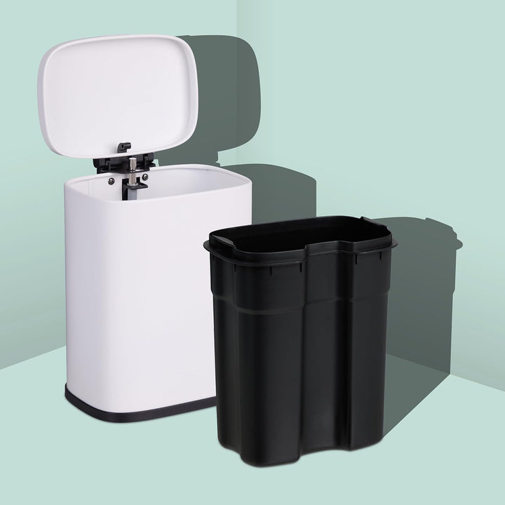 Relaxdays Kosmetikeimer Wandmontage, 3 Liter, Absenkautomatik, Inneneimer, Metall, eckiger Badezimme