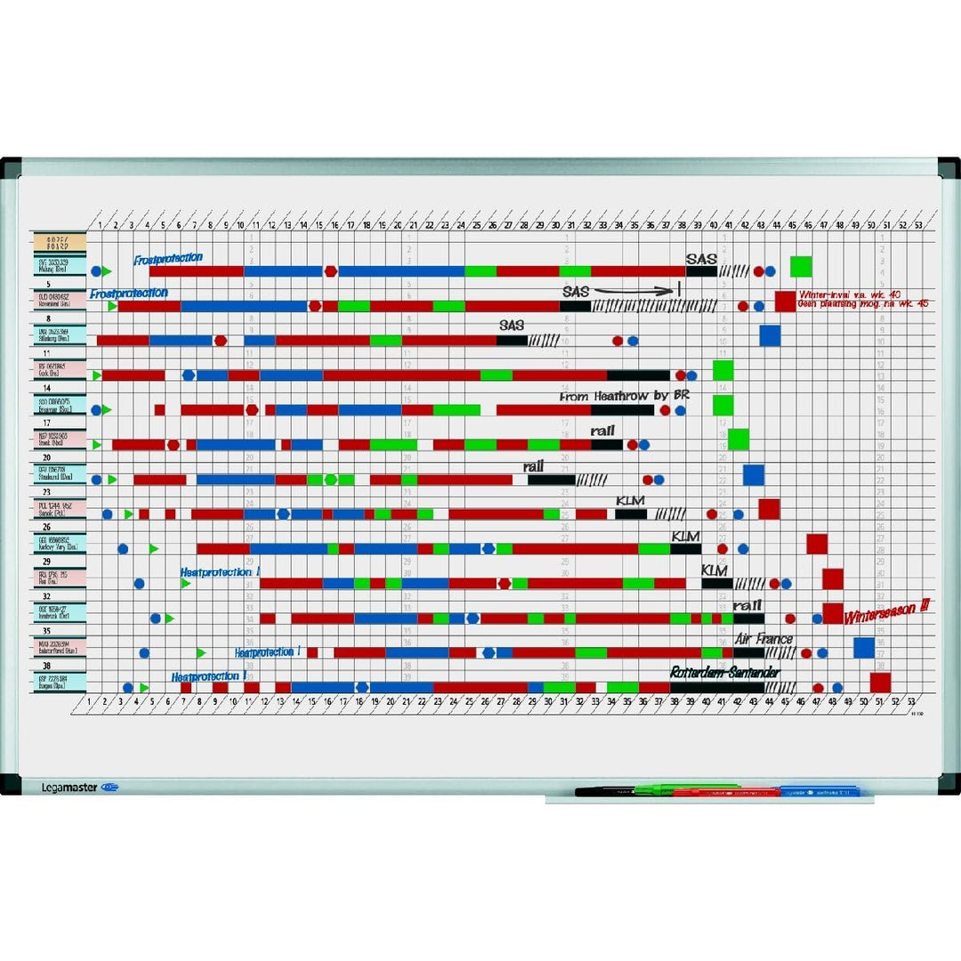 Legamaster 7-413000 Premium Jahresplaner, UV-gehärtetes Whiteboard, horizontale Einteilung für 53 Wo