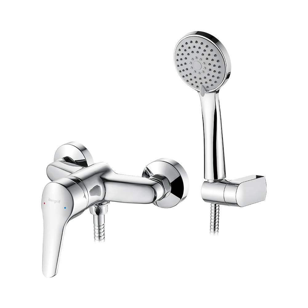 Ibergrif Roma M12050, Badarmatur - Brausebatterie mit Brauseschlauch, Handbrause mit 3 Funktionen, u
