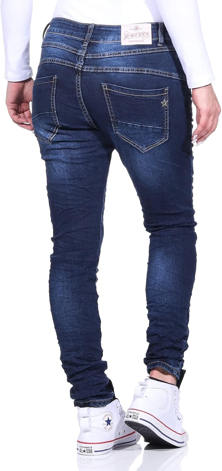 Jewelly Damenjeans im Skinny Style Boyfriends Hüftjeans Jeans Hose Röhre 22 34 Blau 17, 34 Blau 17